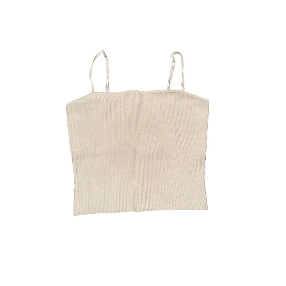 Babaton Sculpt Knit Cami Women L Cream Excellent Ribbed Spaghetti Strap Top